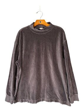 Pact 100% Organic Cotton Grey Velour Mock Neck Pullover XL